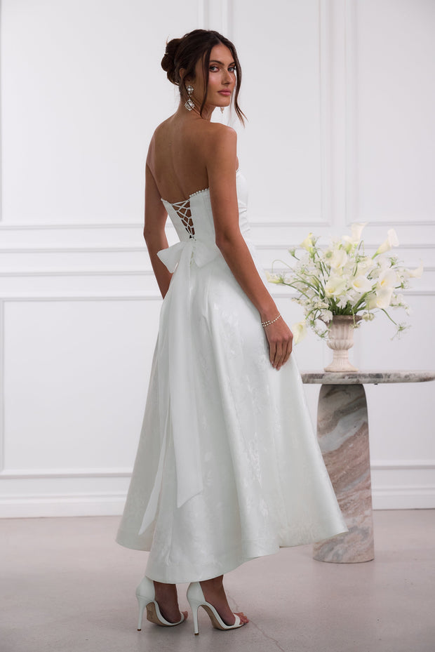 The Hazel Dress in White Baroque Floral