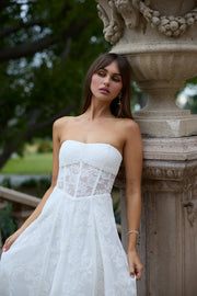 The Hazel Dress in White Chantilly Lace