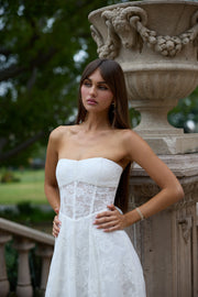 The Hazel Dress in White Chantilly Lace
