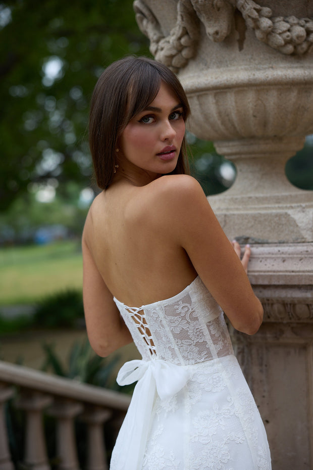 The Hazel Dress in White Chantilly Lace
