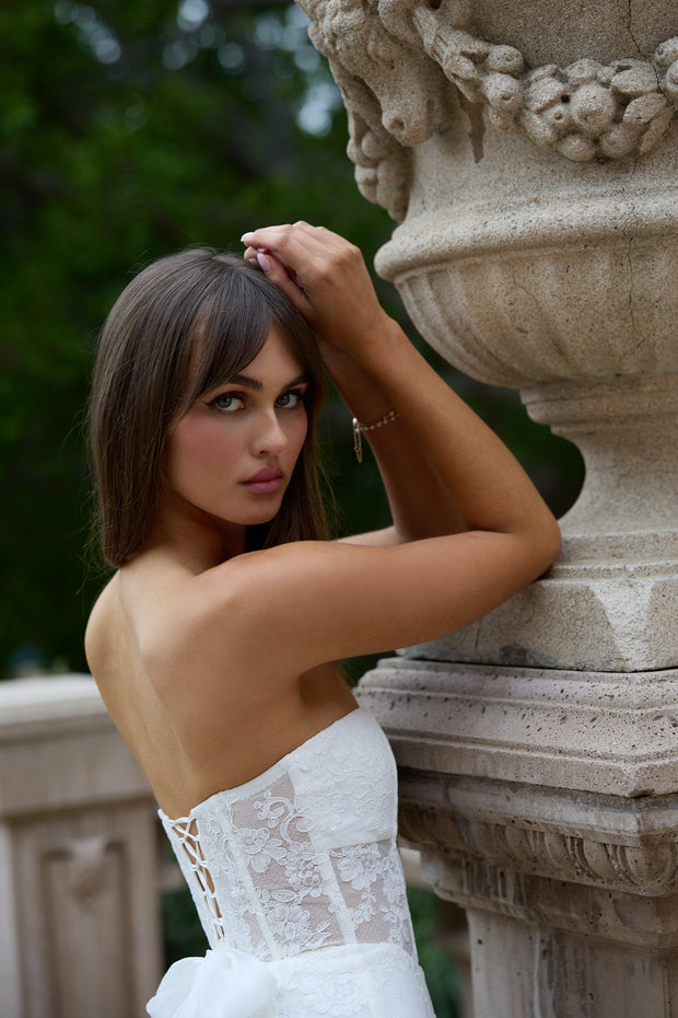 The Hazel Dress in White Chantilly Lace