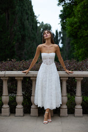 The Hazel Dress in White Chantilly Lace