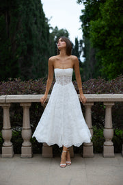 The Hazel Dress in White Chantilly Lace