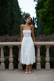 The Hazel Dress in White Chantilly Lace