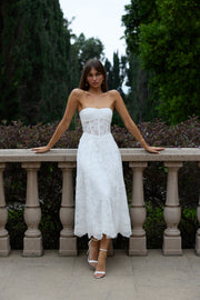 The Hazel Dress in White Chantilly Lace