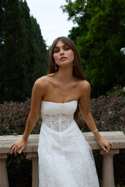 The Hazel Dress in White Chantilly Lace