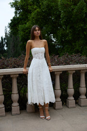The Hazel Dress in White Chantilly Lace