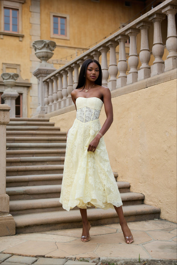 The Hazel Dress in Transparent Yellow Lace