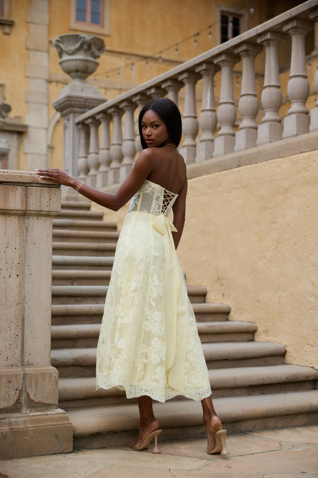The Hazel Dress in Transparent Yellow Lace