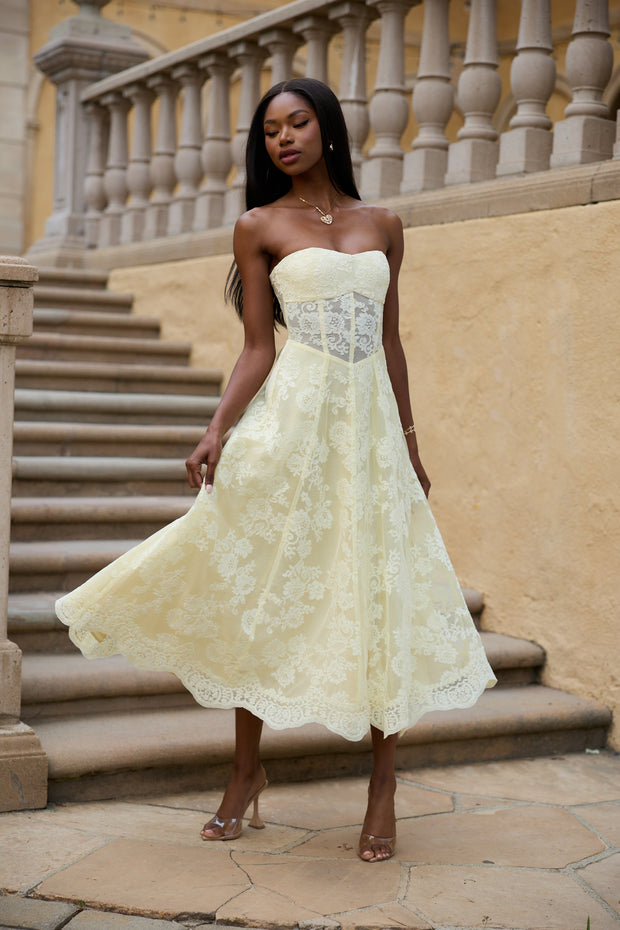 The Hazel Dress in Transparent Yellow Lace