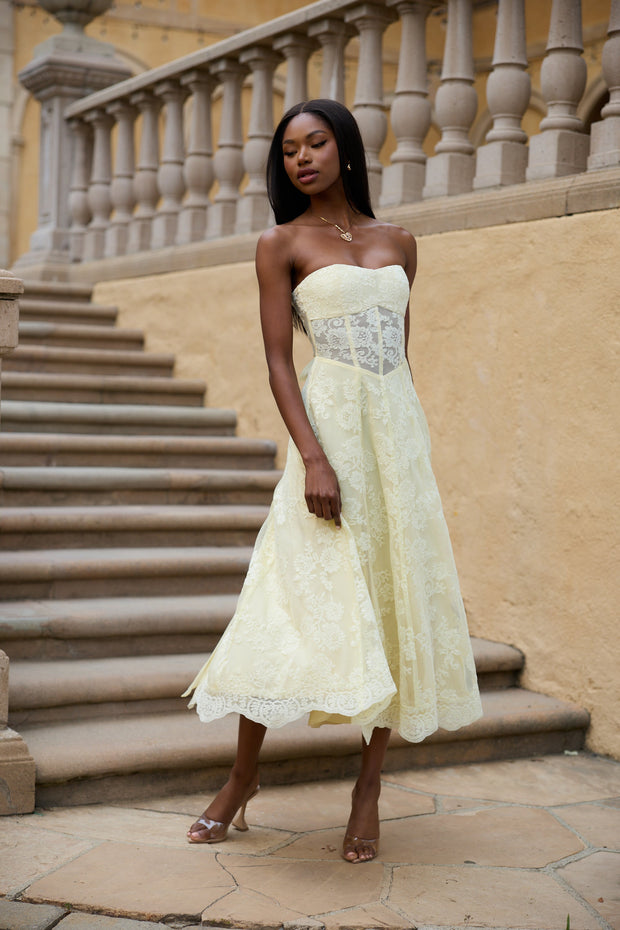 The Hazel Dress in Transparent Yellow Lace