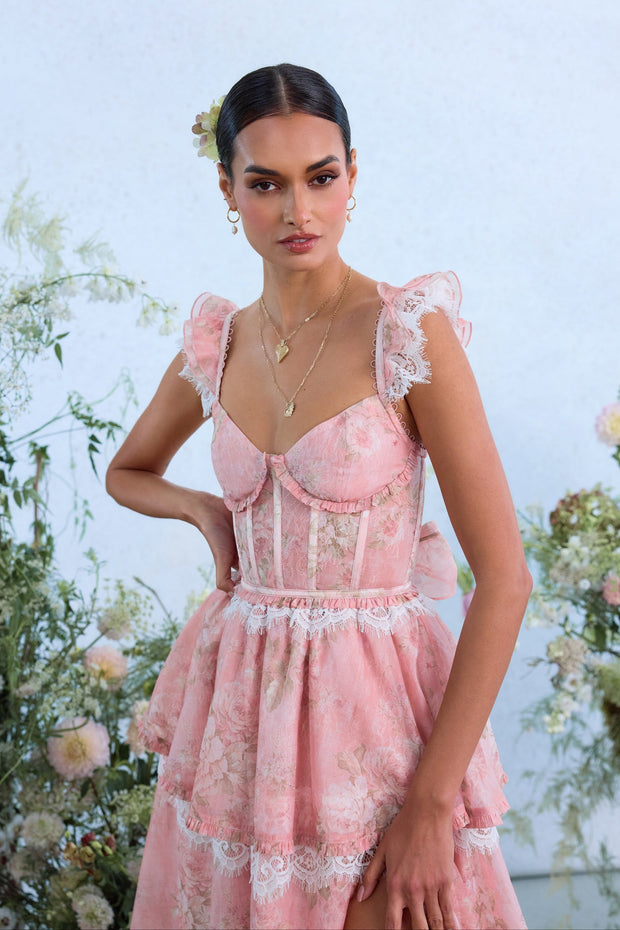 The Jolie Dress in Light Pink Tapestry Rose