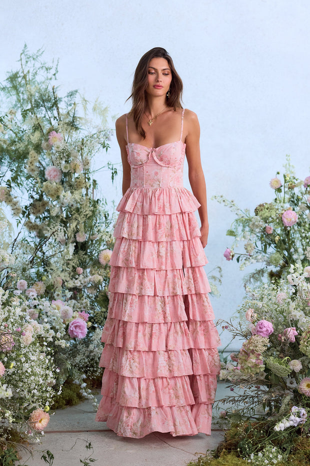 The Josephine Dress in Light Pink Tapestry Rose