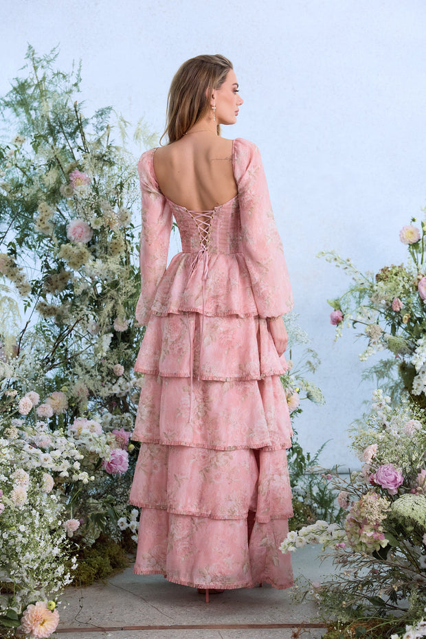 The Juliette Dress in Light Pink Tapestry Rose