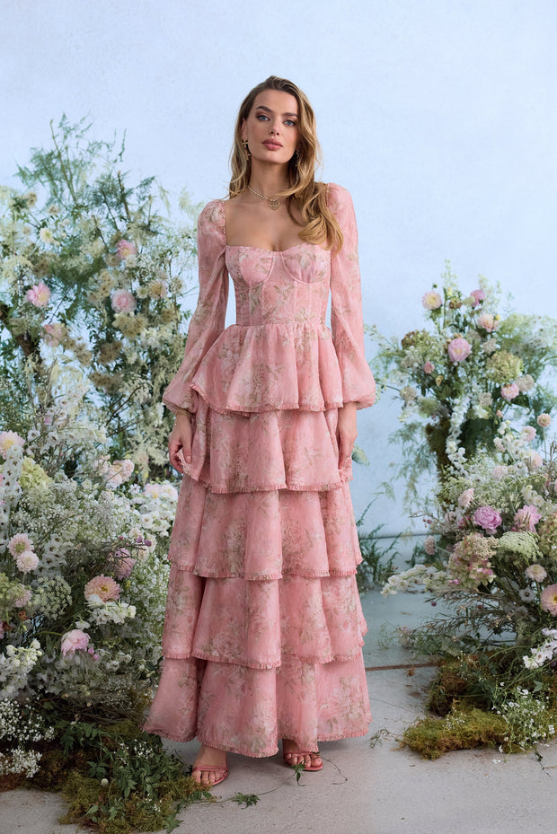The Juliette Dress in Light Pink Tapestry Rose