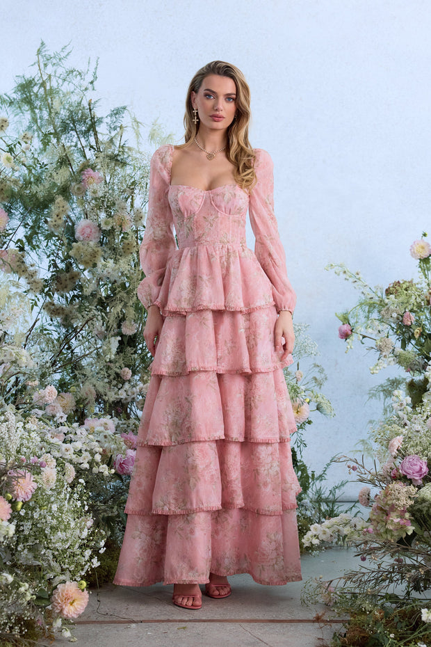 The Juliette Dress in Light Pink Tapestry Rose