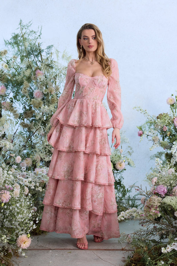 The Juliette Dress in Light Pink Tapestry Rose