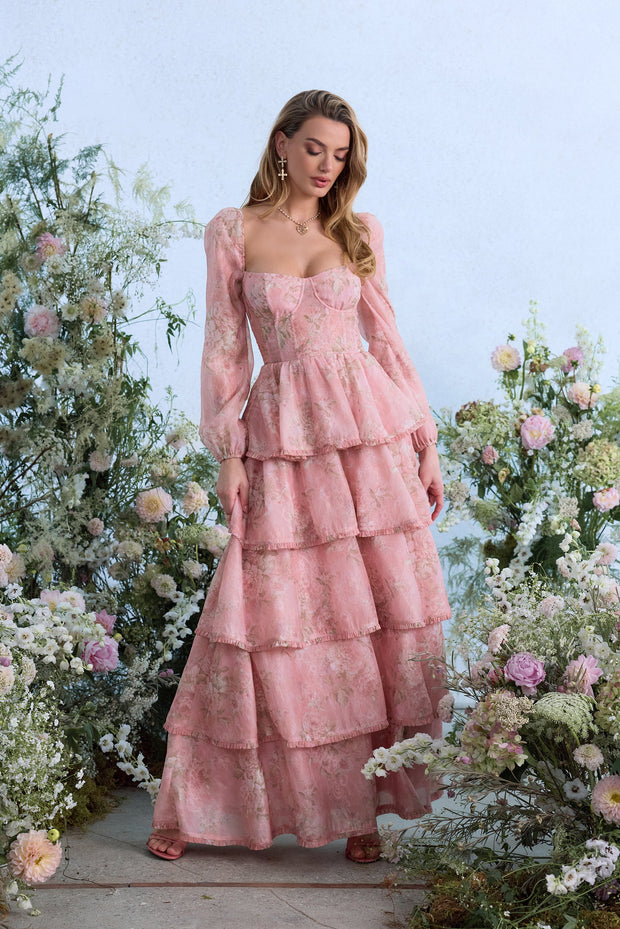 The Juliette Dress in Light Pink Tapestry Rose