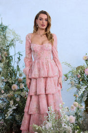 The Juliette Dress in Light Pink Tapestry Rose