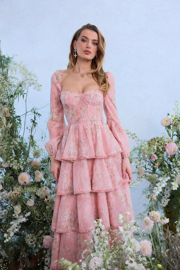 The Juliette Dress in Light Pink Tapestry Rose