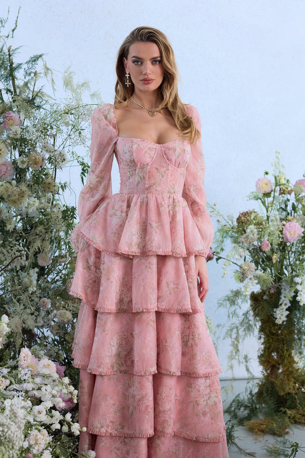 The Juliette Dress in Light Pink Tapestry Rose