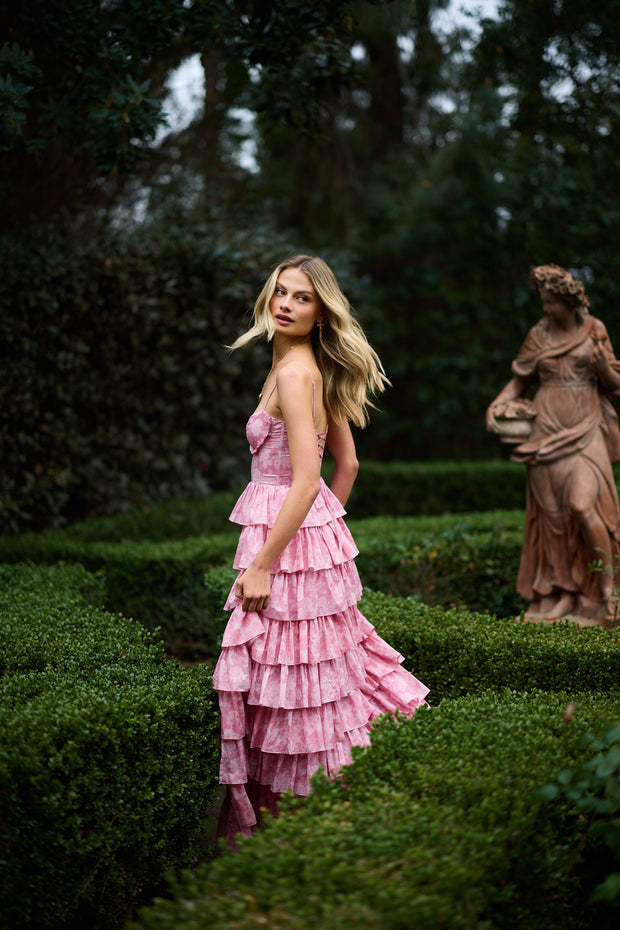 The Josephine Dress in Pink Peony Print