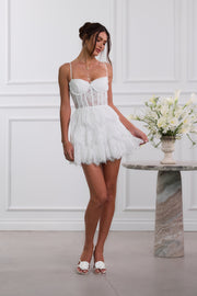 The Josie Dress in White Chantilly Lace