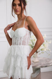 The Josie Dress in White Chantilly Lace