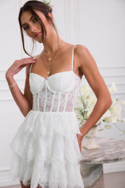 The Josie Dress in White Chantilly Lace