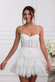 The Josie Dress in White Chantilly Lace