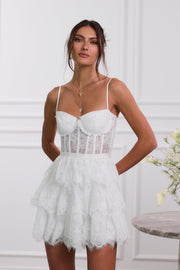 The Josie Dress in White Chantilly Lace