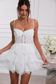 The Josie Dress in White Chantilly Lace