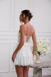 The Josie Dress in White Chantilly Lace
