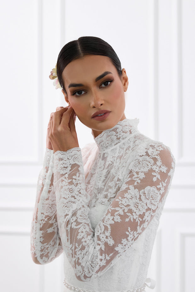 The Jules Dress in White Chantilly Lace