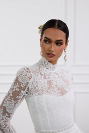 The Jules Dress in White Chantilly Lace
