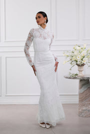 The Jules Dress in White Chantilly Lace