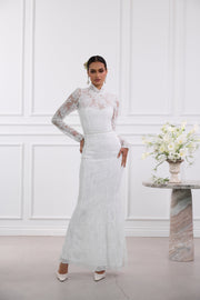 The Jules Dress in White Chantilly Lace