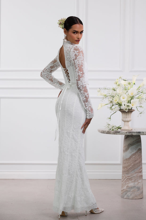 The Jules Dress in White Chantilly Lace