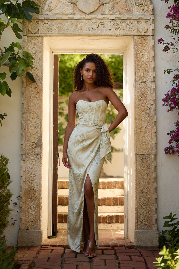 The June Dress in Sage Tapestry