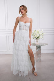 The Juniper Dress in White Chantilly Lace