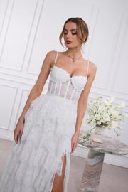 The Juniper Dress in White Chantilly Lace
