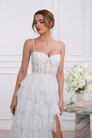 The Juniper Dress in White Chantilly Lace