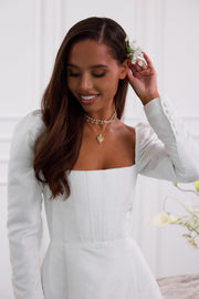 The Kate Dress in White Windsor Brocade
