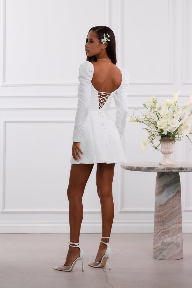 The Kate Dress in White Windsor Brocade