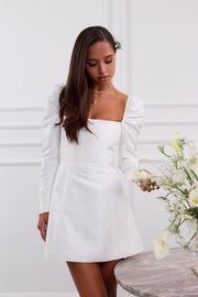 The Kate Dress in White Windsor Brocade