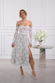 The Katherine Dress in White Chantilly Lace