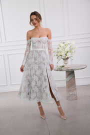 The Katherine Dress in White Chantilly Lace