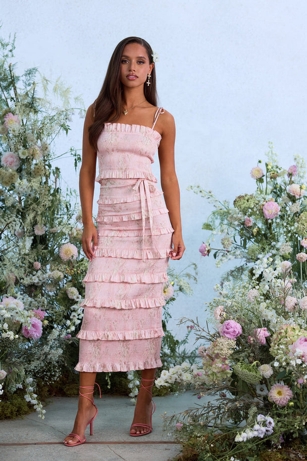 The Lily Dress in Light Pink Tapestry Rose