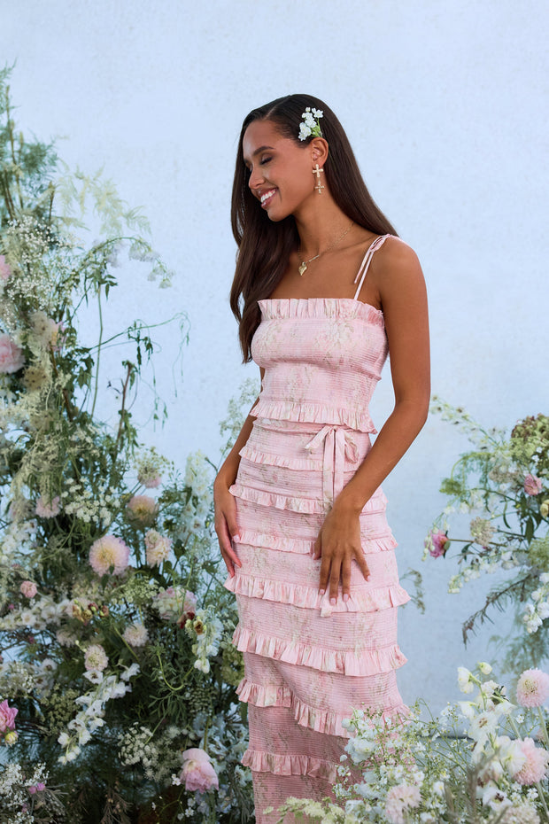 The Lily Dress in Light Pink Tapestry Rose