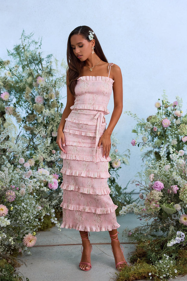 The Lily Dress in Light Pink Tapestry Rose